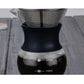 Close-up of 200ml coffee maker with strainer, dark glass body, visible 100ml and 200ml lines