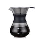 400ml coffee maker with strainer, dark glass carafe, black base, pour-over filter top