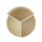 Round rotating pen holder interior with four equal compartments for stationery.