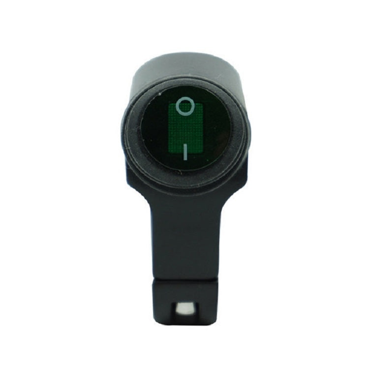 Motorcycle LED waterproof headlight switch, black housing with green light window
