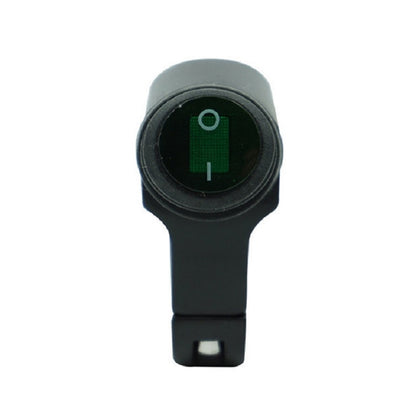 Motorcycle LED waterproof headlight switch, black housing with green light window
