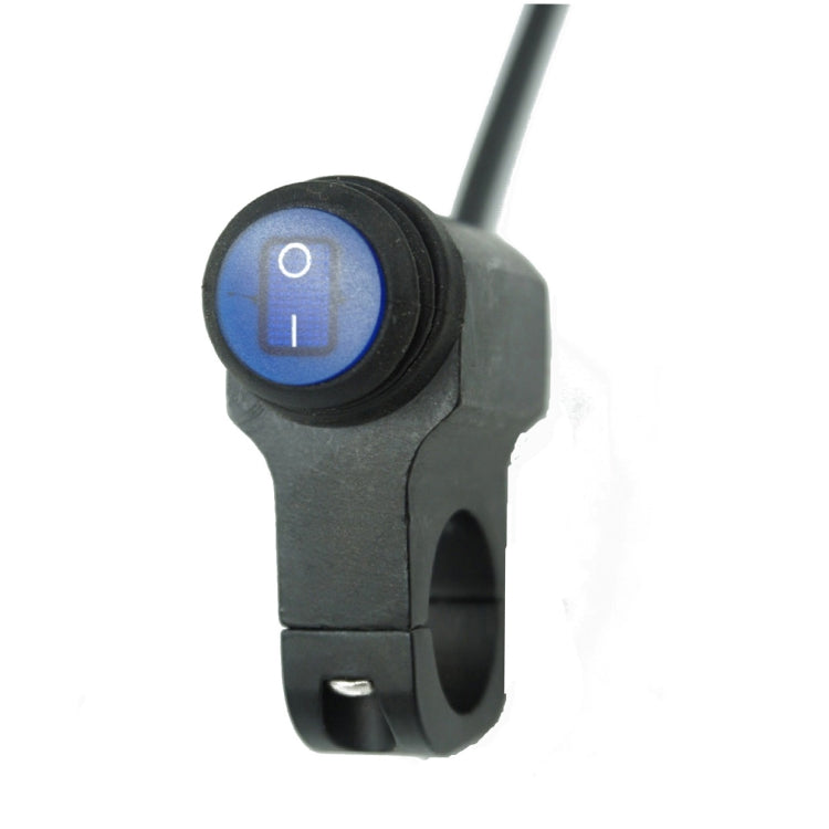 Motorcycle LED waterproof headlight switch, black housing with blue light window