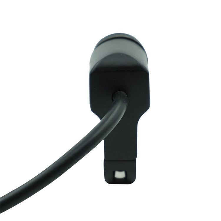 Motorcycle LED waterproof switch with green indicator, black body and wiring lead