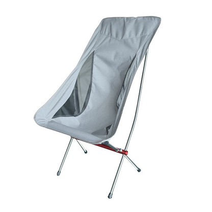 Outdoor portable folding chair with light gray fabric and black mesh side panels