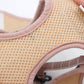 Breathable pet chest harness vest with pink mesh panel and padded trim