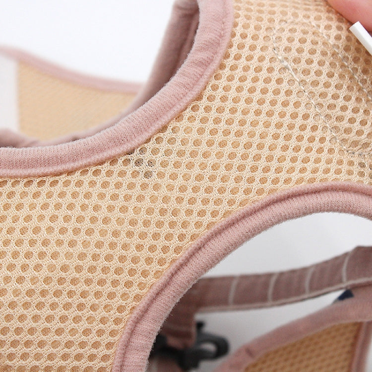 Breathable pet chest harness vest with pink mesh panel and padded trim