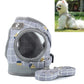 Gray grid pet chest harness vest with soft trim, mesh opening, and leash hardware