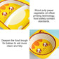Yellow cartoon cat bamboo divided bowl and matching tray for kids meals