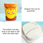 Cat-themed kids bamboo cup and plate set with non-slip base (underside)