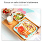 Kids bamboo meal set with divided tray, bowl, cup, and matching spoon