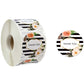 Thank you seal sticker roll with striped floral round labels reading “THANK YOU”