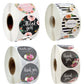 Thank you seal sticker roll set with floral and striped “Thank you” round stickers