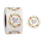 Roll of thank you sticker labels with floral wreath circle and separate round label