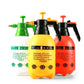 Set of three pressure sprayer bottles in green, yellow, and orange with black pumps