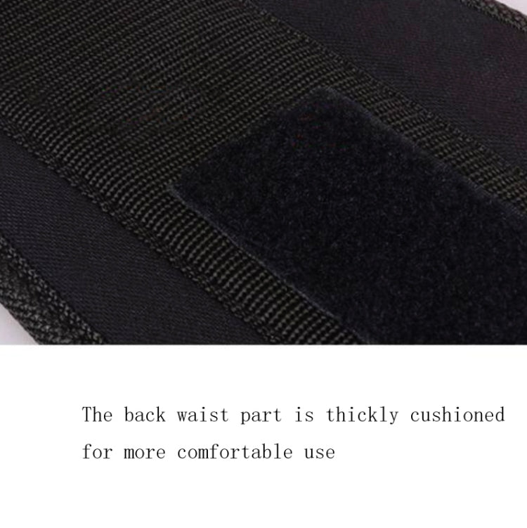 Close-up of thickly cushioned black back panel on waist belt