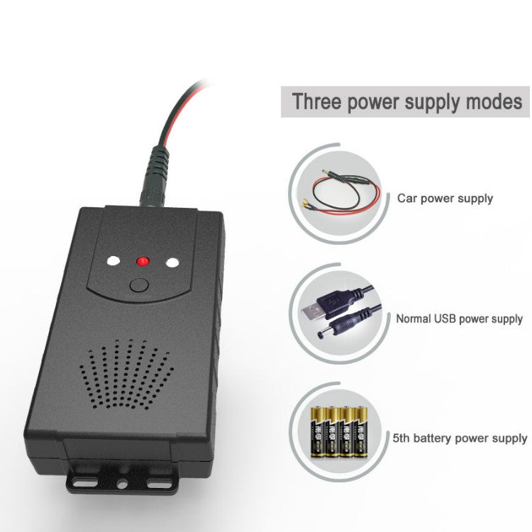 Black car repellent device with wire lead and multi-power mode connections