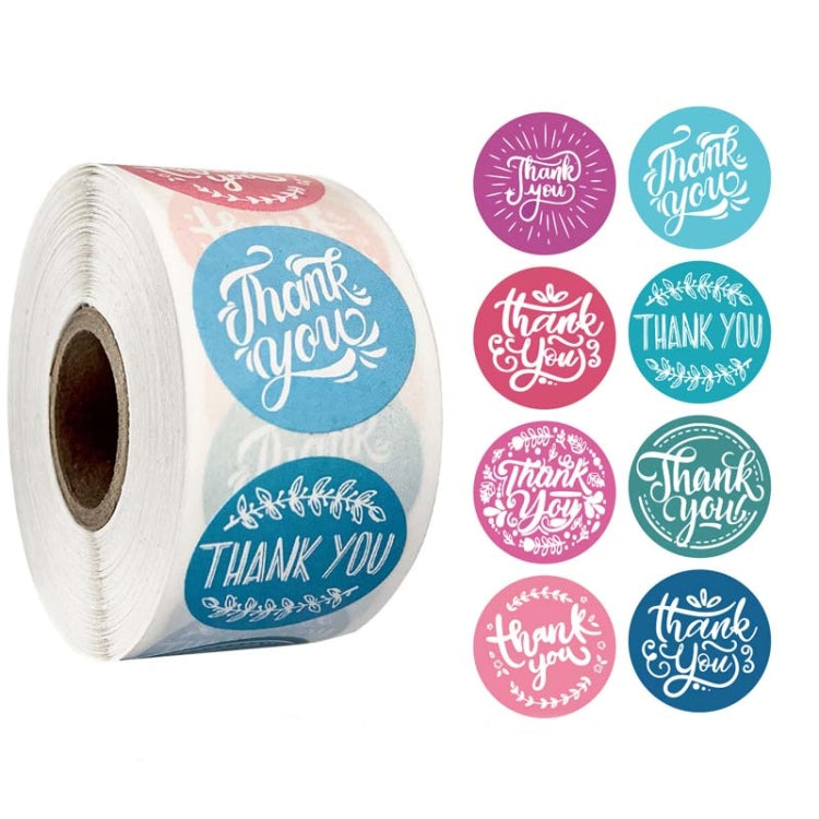 Thank you seal sticker label roll with colorful round seals and decorative borders