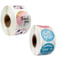 Two thank you seal sticker label rolls with pastel circle and script designs