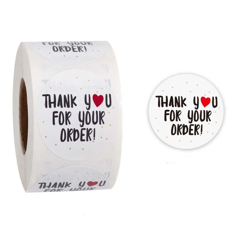 Roll seal stickers with circular “Thank you for your order” labels and one round sticker