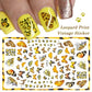 Leopard print vintage nail art sticker sheet with butterflies and paw print details