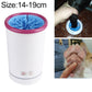 Pet foot-washing cup, large size (14-19cm), white body, pink rim, blue brush tray