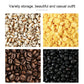 Four-panel view of assorted grains and beans for use in storage tanks