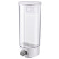 Wall-mounted push-type grain storage tank with clear reservoir and gray dispensing lever