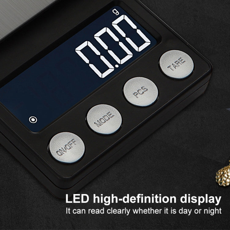 Mini digital electronic scale with LED display and four control buttons