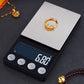 Mini digital electronic scale with 0.00g LED display, buttons, and jewelry tray