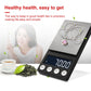 Mini electronic scale with brushed metal platform and blue LED display