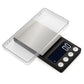 Mini digital electronic scale with stainless platform and clear cover, LED digits on display
