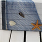 Blue mesh panel wooden jewelry box decoration with seashell and starfish accents