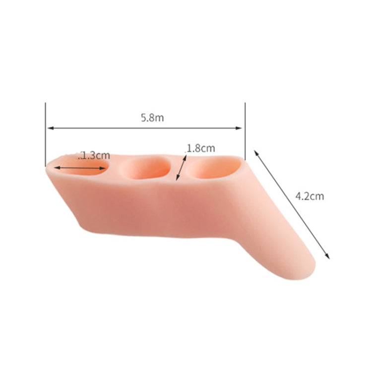 Three-hole thumb separator pad, translucent orange, three openings with size markers