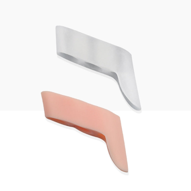 Pair of three-hole thumb separator pads, translucent orange and translucent white