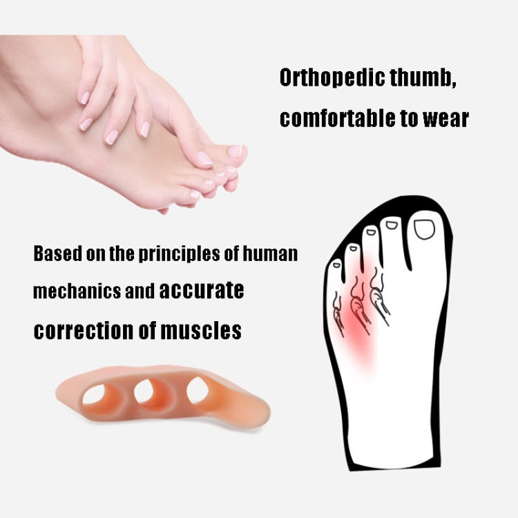 Three-hole thumb separator pad, translucent orange, shown with hand for support