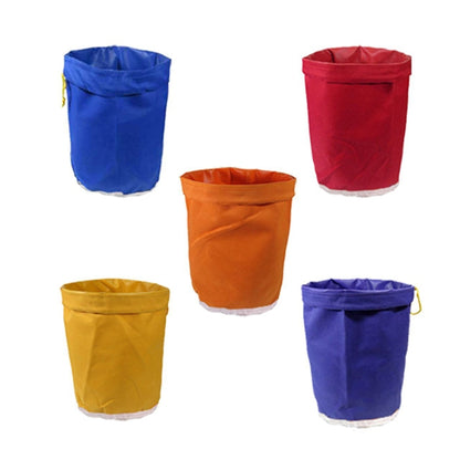 5-gallon filter mesh bag set: blue, red, orange, yellow, purple with drawstring tops