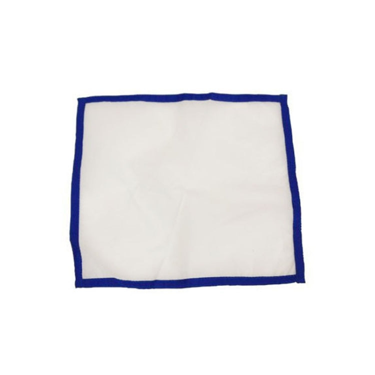 Rectangular mesh filter bag with blue border