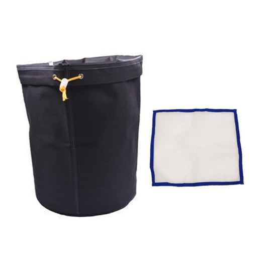 5-gallon hydroponic filter bag, black drawstring top with hanging clip