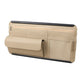 Beige zippered car glasses case with card slots and mesh pocket