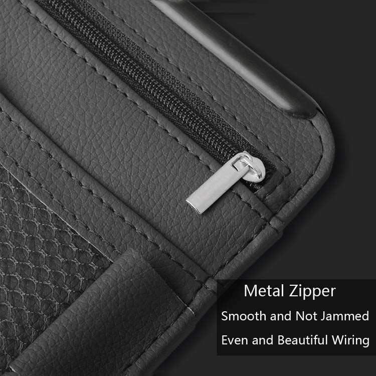 Black PU car glasses case zipper and stitched edge detail