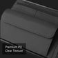Gray PU car glasses case with smooth texture and stitched flap