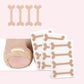 Toe nail correction tape on foot with multiple beige strips on white backing cards