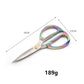 Rainbow diamond scissors with measured dimensions and textured grip handles