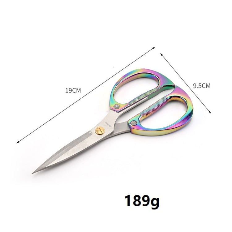 Rainbow diamond scissors with measured dimensions and textured grip handles