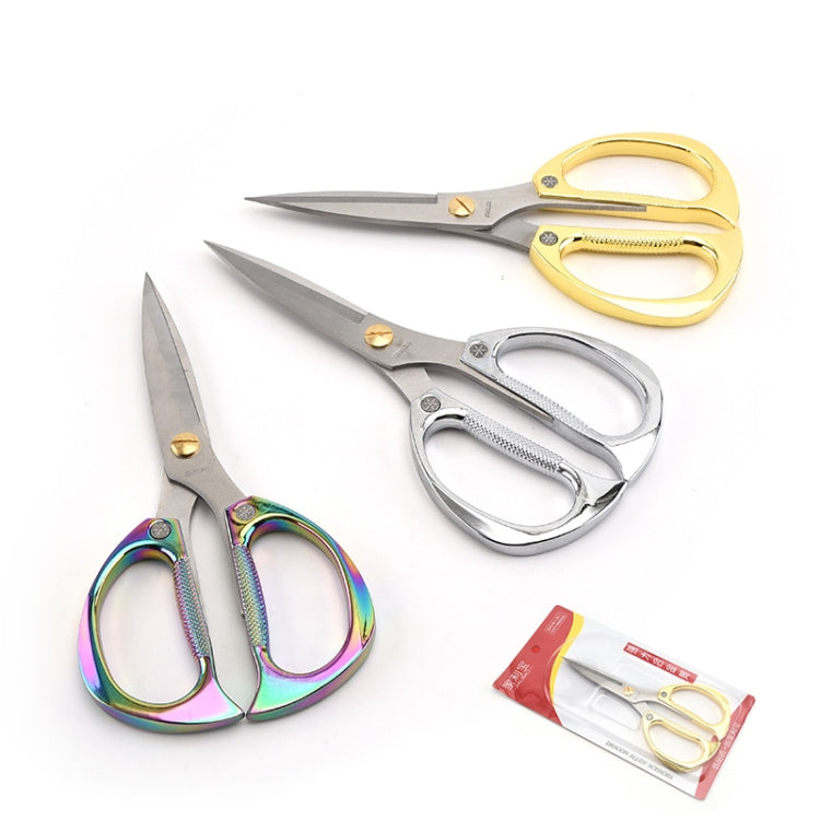 Diamond scissors set with gold, silver, and rainbow handles plus small included packaging