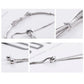 Silver bracelet clasp and bow detail with bead chain