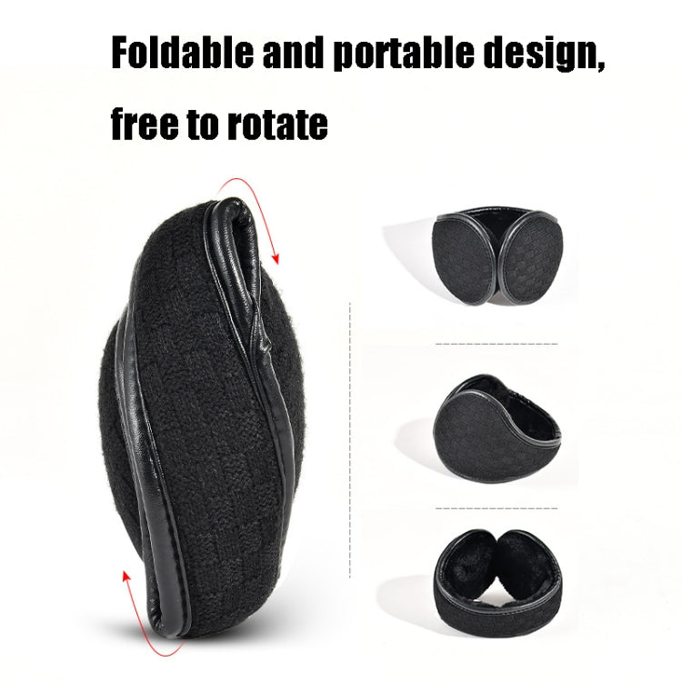 Black foldable earmuffs with plush inner padding, oval ear bags