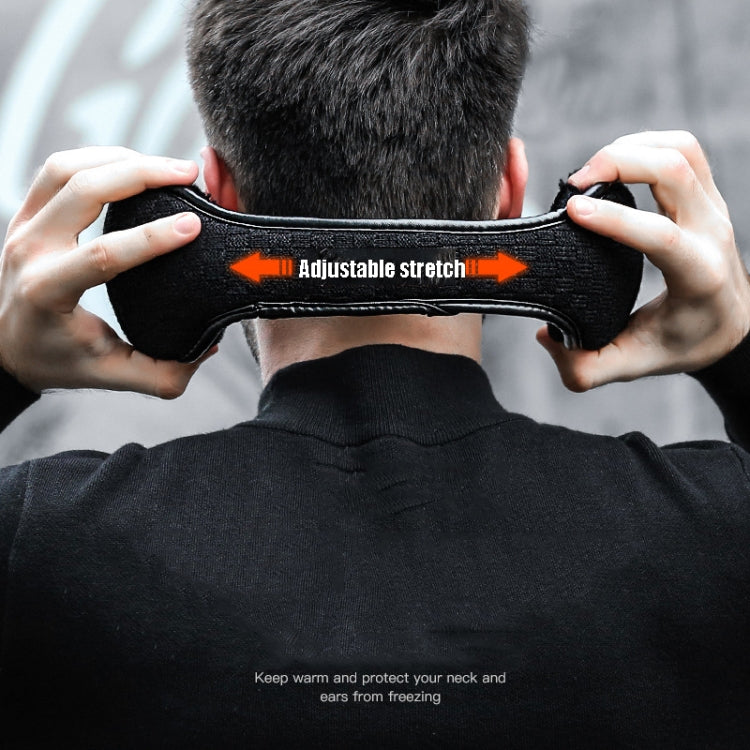 Adjustable stretch earmuffs covering ears, plush black ear bags for winter warmth