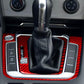 Red carbon-fiber style gear shift panel trim sticker set around the automatic gear knob.