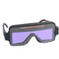 Black welding safety goggles with purple tinted auto-dimming lens